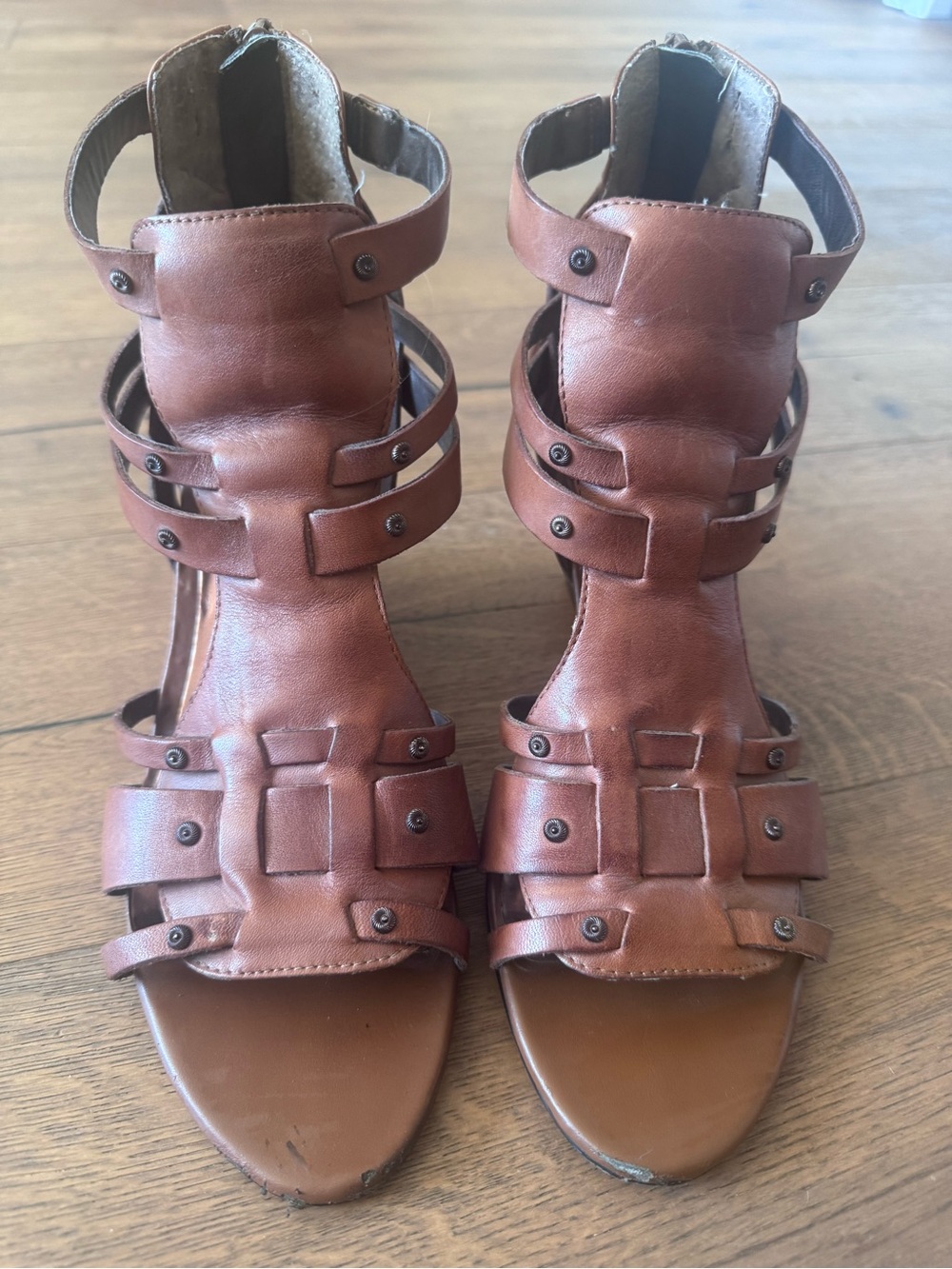 Carlos Sanata Women's Brown Leather Strappy Gladiator Sandals